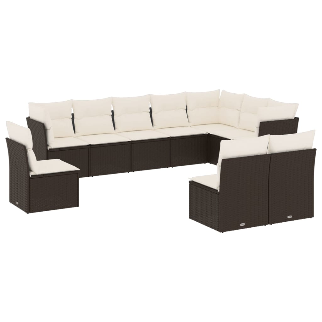 10-dijelni set vrtnih sofa s jastucima crni od poliratana