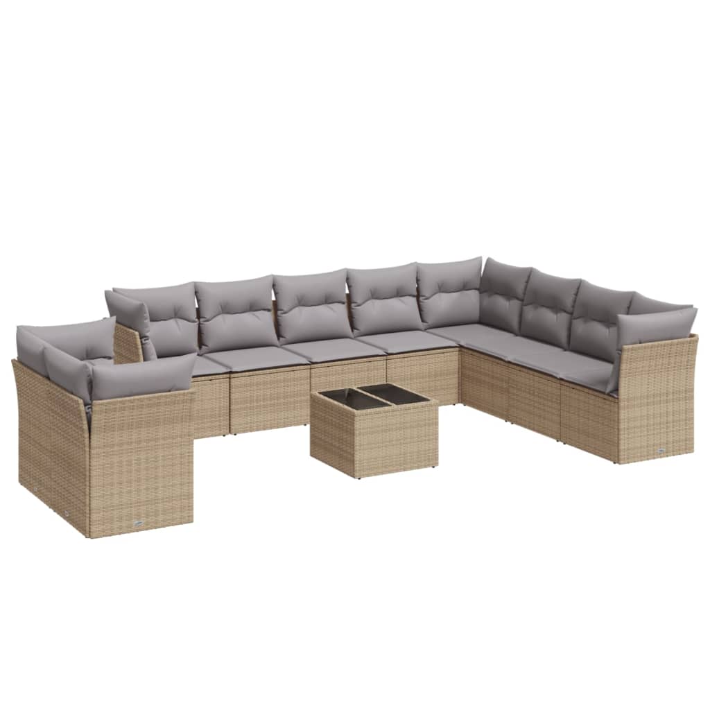 11-dijelni set vrtnih sofa od poliratana s jastucima bež