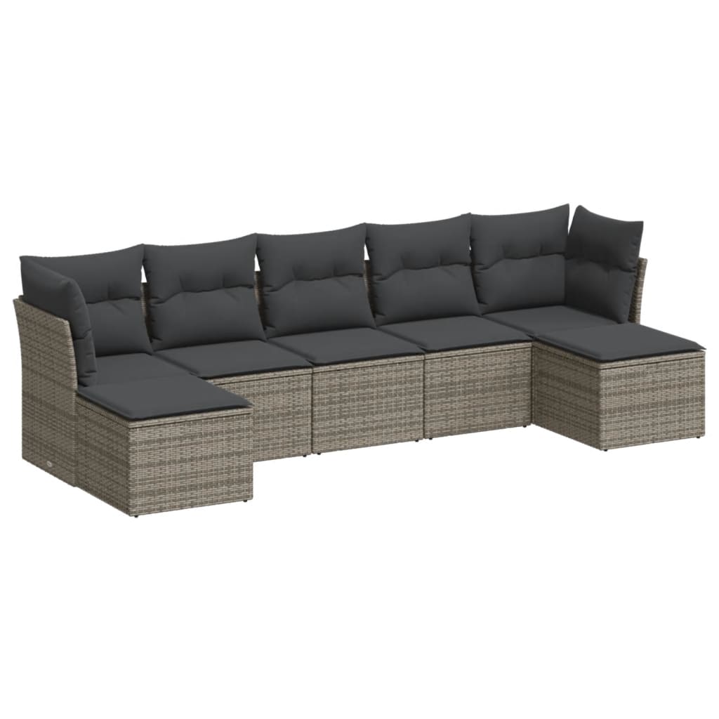 7-dijelni set vrtnih sofa sivi od poliratana