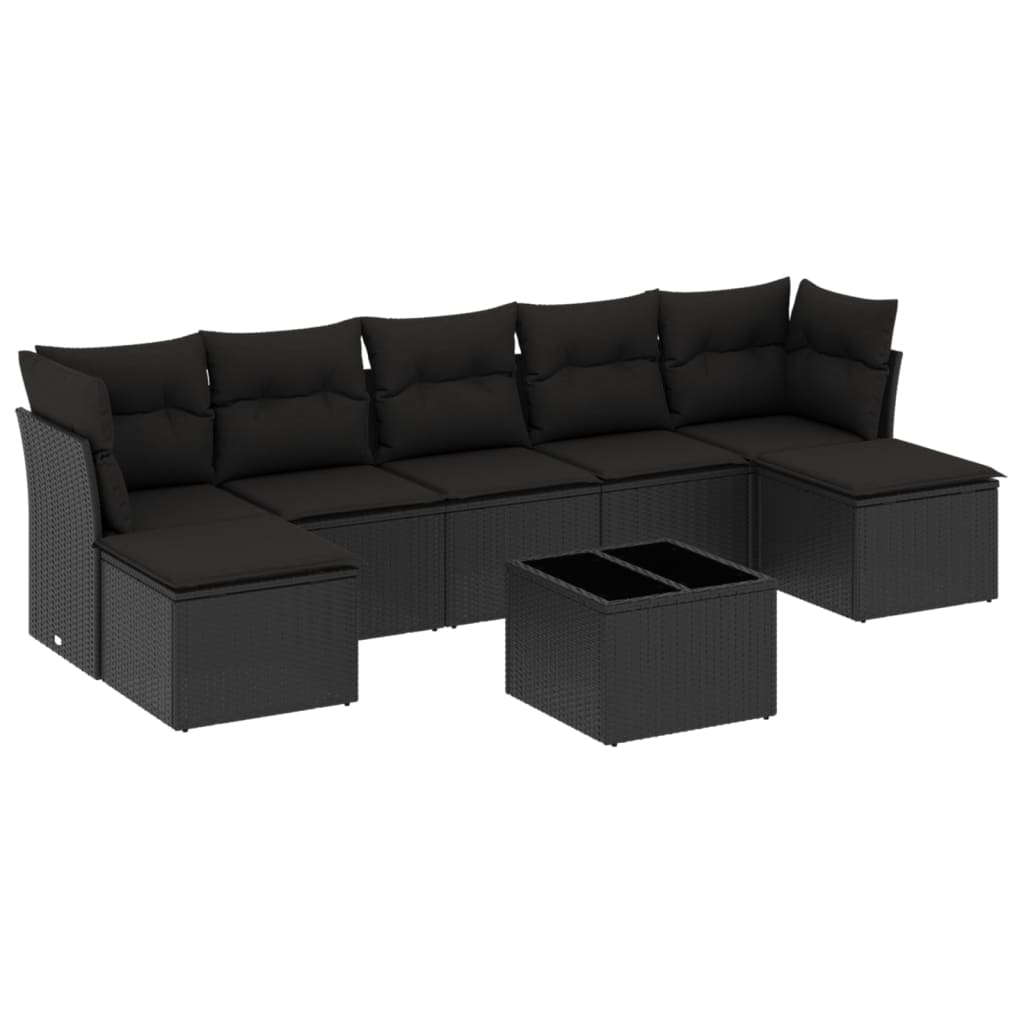 8-dijelni set vrtnih sofa od poliratana s jastucima crni