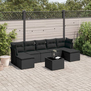 8-dijelni set vrtnih sofa od poliratana s jastucima crni
