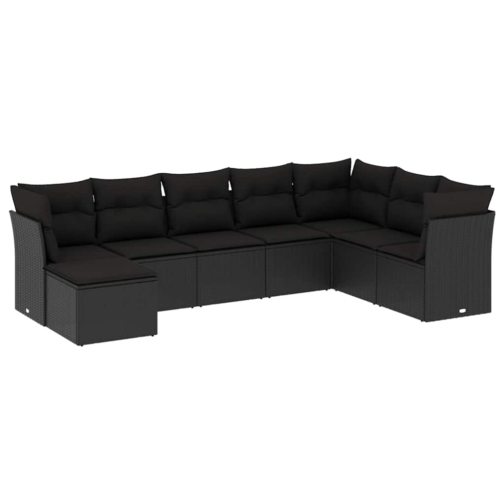 8-dijelni set vrtnih sofa od poliratana s jastucima crni