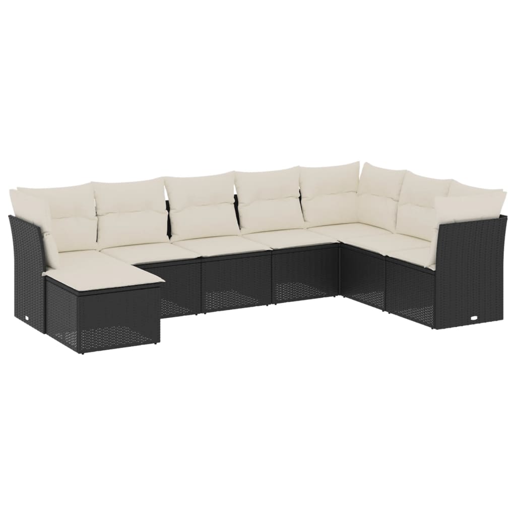 8-dijelni set vrtnih sofa od poliratana s jastucima crni