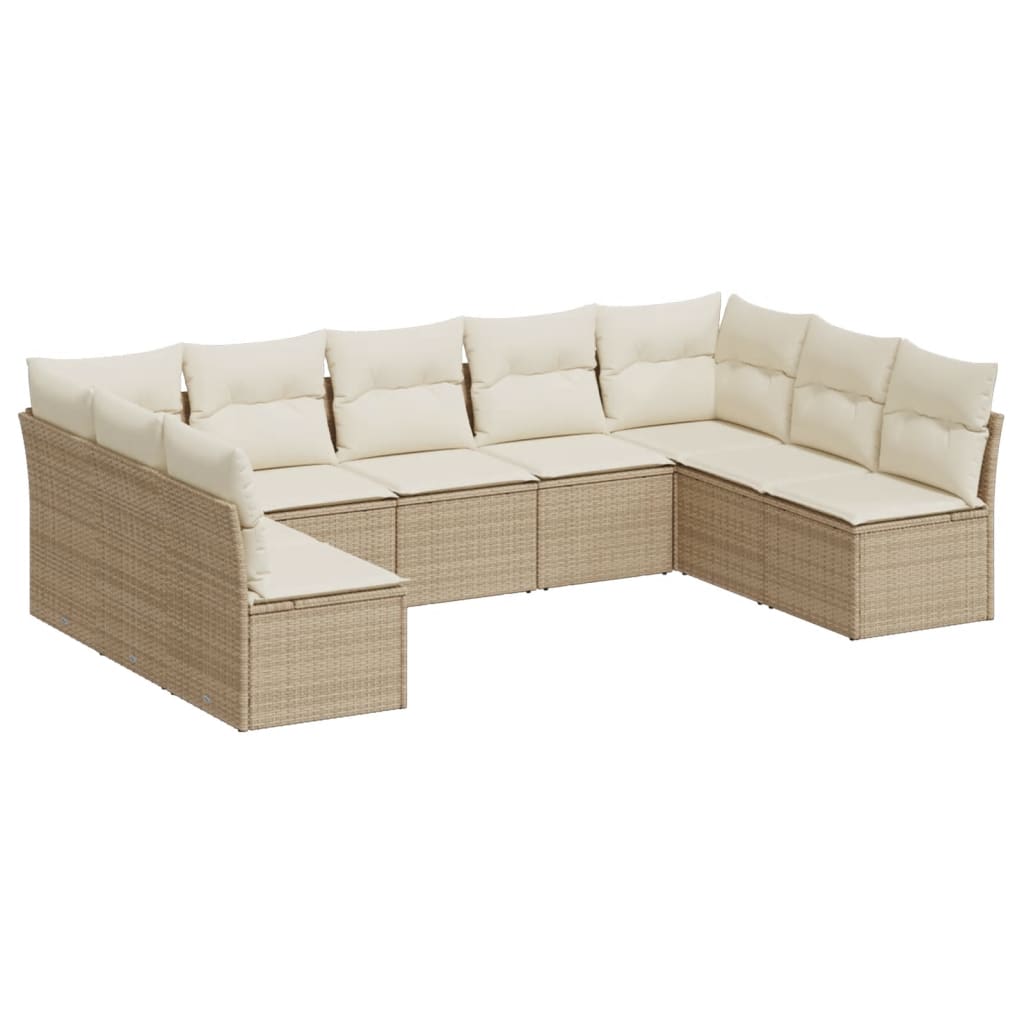 9-dijelni set vrtnih sofa s jastucima bež od poliratana