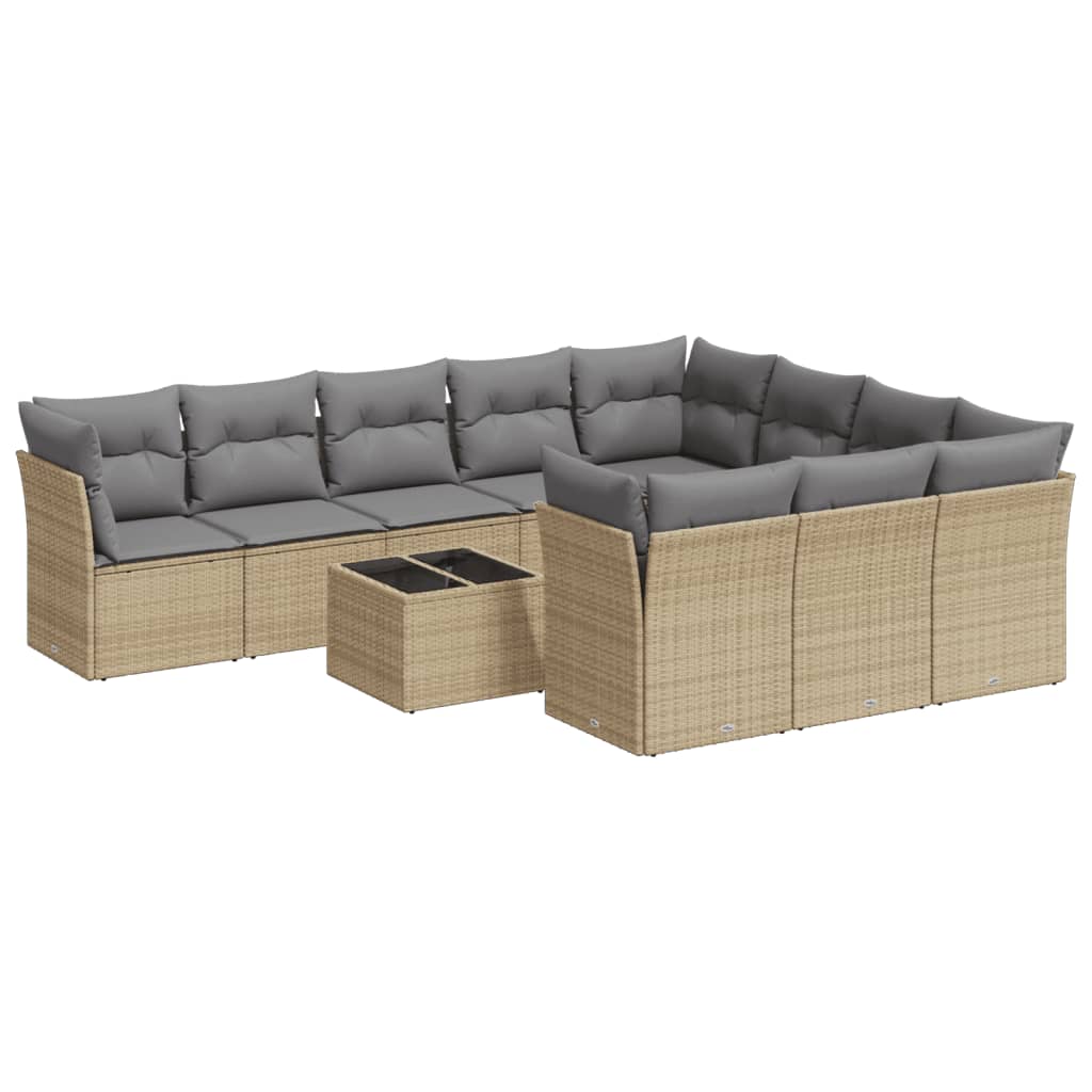 11-dijelni set vrtnih sofa od poliratana s jastucima bež