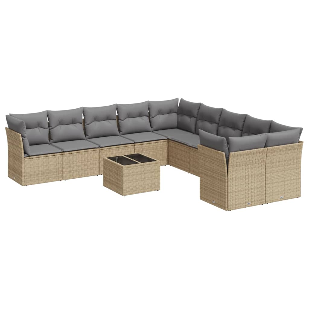 11-dijelni set vrtnih sofa od poliratana s jastucima bež
