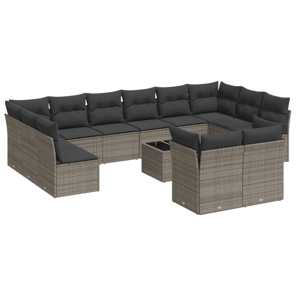 13-dijelni set vrtnih sofa od poliratana s jastucima sivi