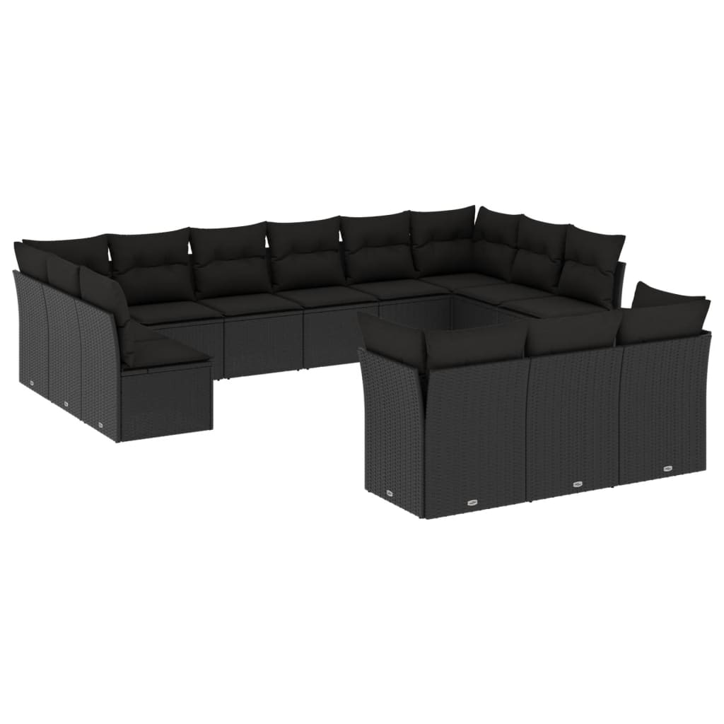 13-dijelni set vrtnih sofa s jastucima poliratan crni