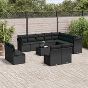 13-dijelni set vrtnih sofa s jastucima poliratan crni