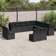 13-dijelni set vrtnih sofa s jastucima poliratan crni