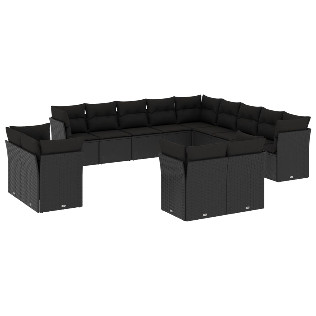 13-dijelni set vrtnih sofa s jastucima poliratan crni