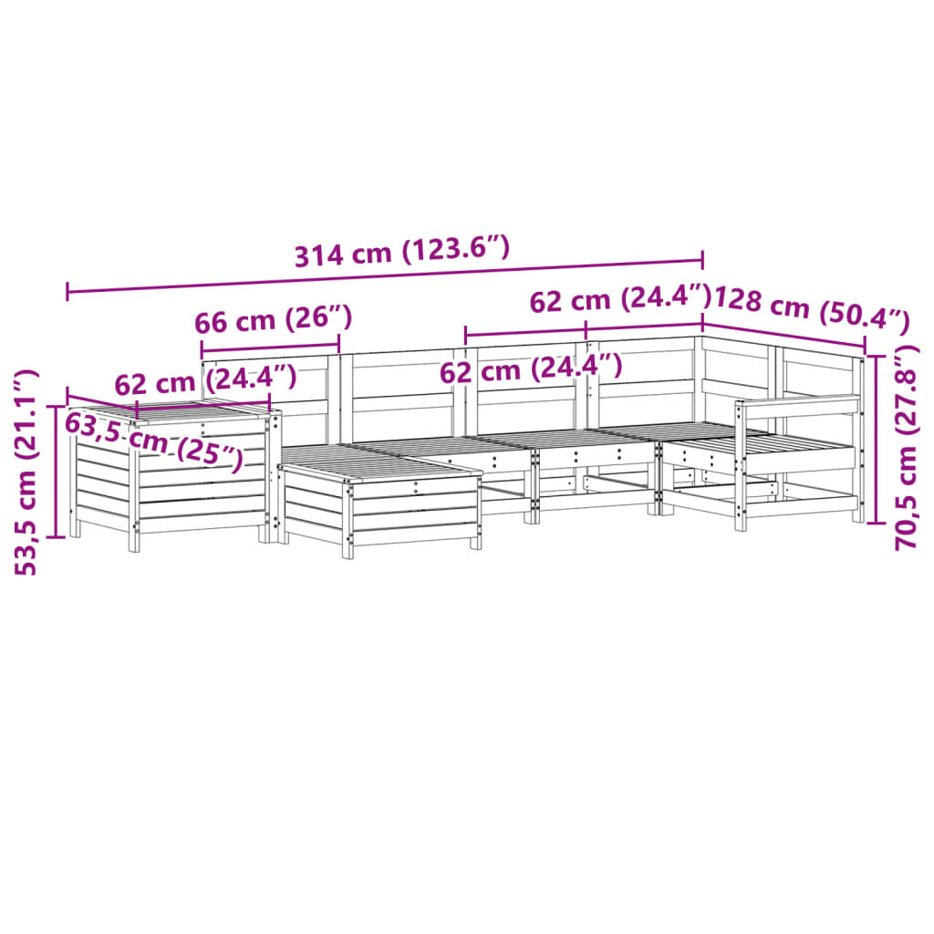 7-dijelni set vrtnih sofa od impregnirane borovine