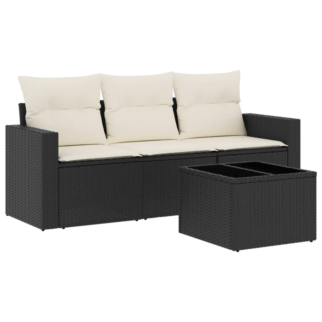 4-dijelni set vrtnih sofa od poliratana s jastucima crni