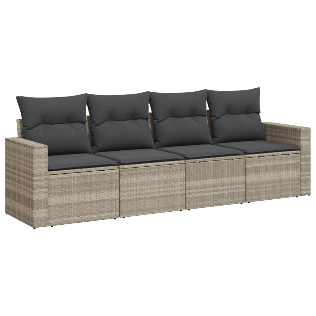 4-dijelni set vrtnih sofa s jastucima svijetlosivi poliratan
