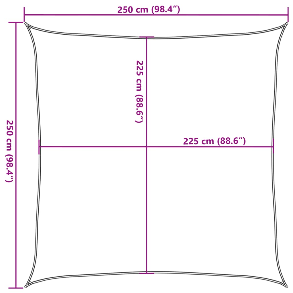 Jedro protiv sunca 160g/m² četvrtasto svjetlosivo 2,5x2,5m HDPE