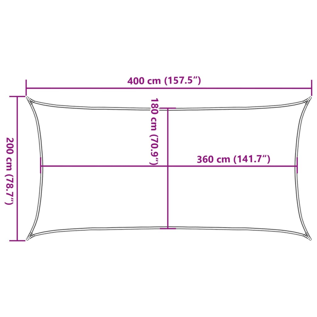 Jedro za zaštitu od sunca 160 g/m² pravokutno 2x4 m HDPE