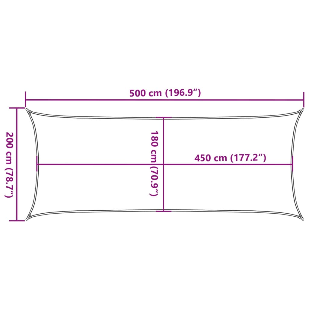 Jedro za zaštitu od sunca 160 g/m² pravokutno 2x5 m HDPE