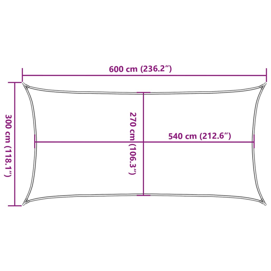 Jedro za zaštitu od sunca 160 g/m² pravokutno 3x6 m HDPE