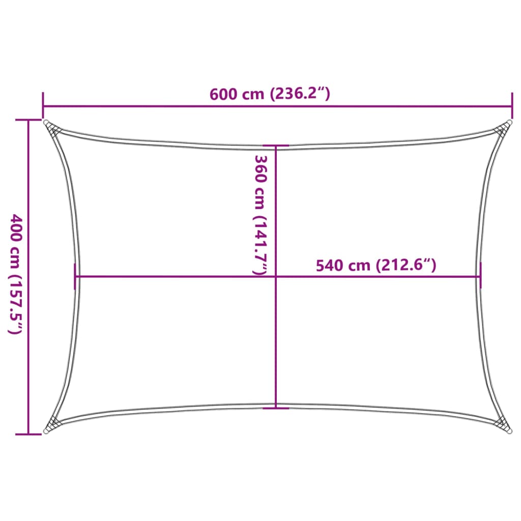 Jedro za zaštitu od sunca 160 g/m² pravokutno pijeska 4x6m HDPE