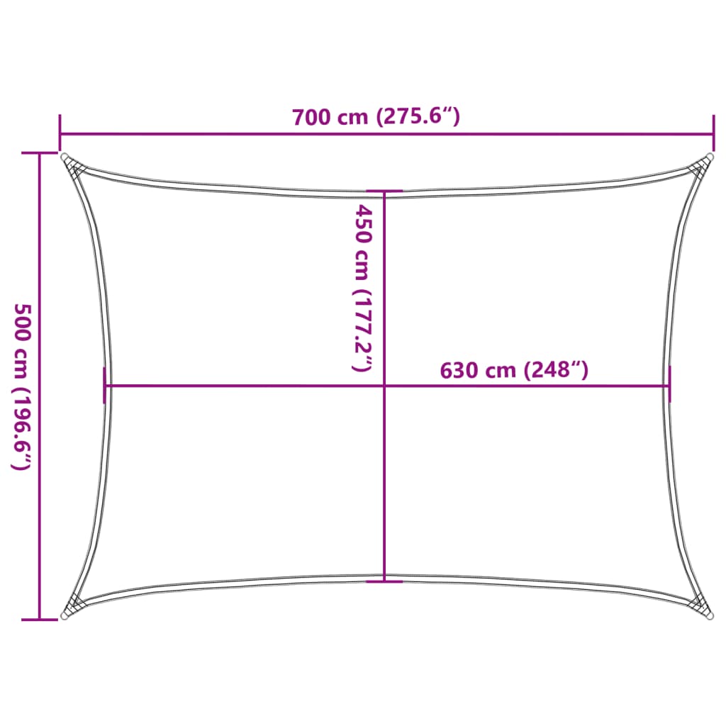 Jedro za zaštitu od sunca 160 g/m² pravokutno pijeska 5x7m HDPE