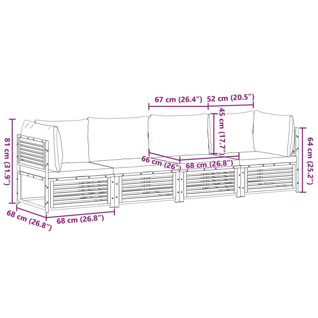4-dijelni set vrtnih sofa s jastucima masivno bagremovo drvo