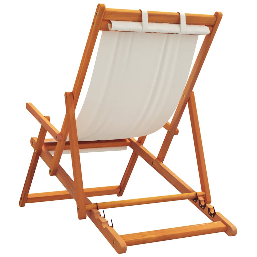 Sklopive stolice za plažu 2 kom krem od tkanine