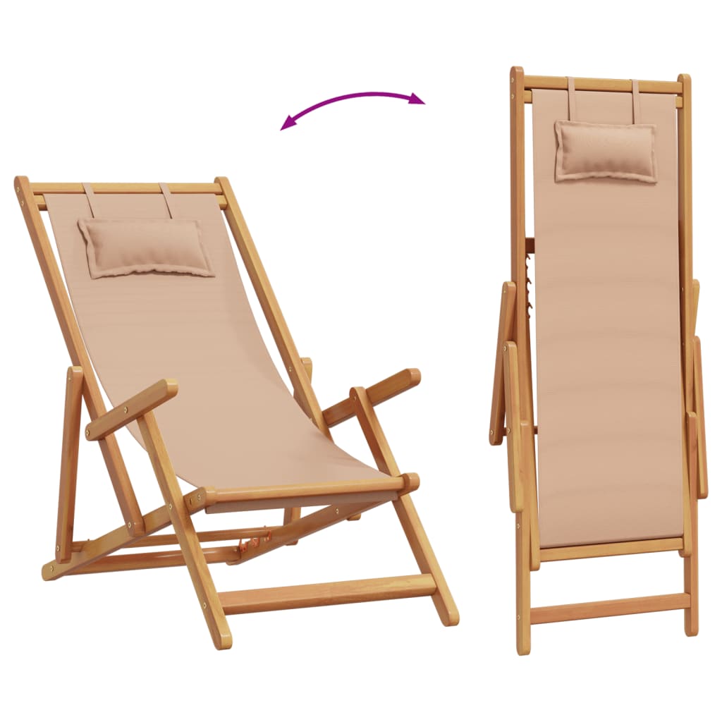 Sklopive stolice za plažu 2kom tkanine i masivno drvo smeđesive
