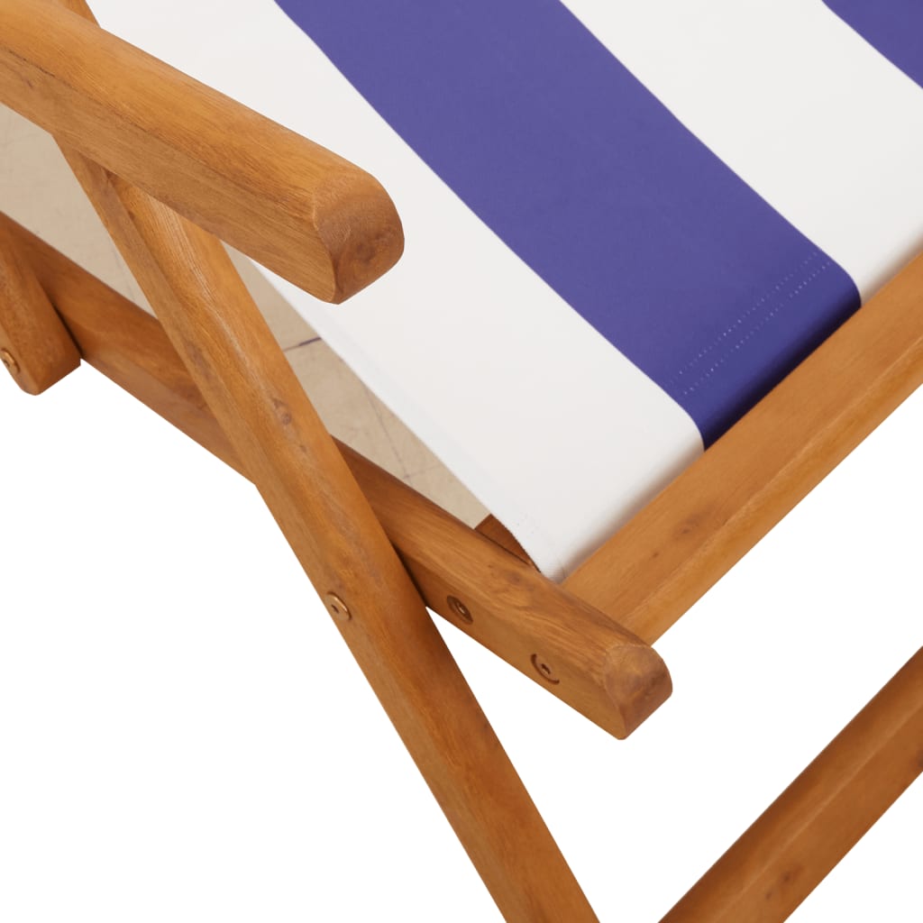 Sklopive stolice plažu 2kom tkanine i masivno drvo plavi-bijela