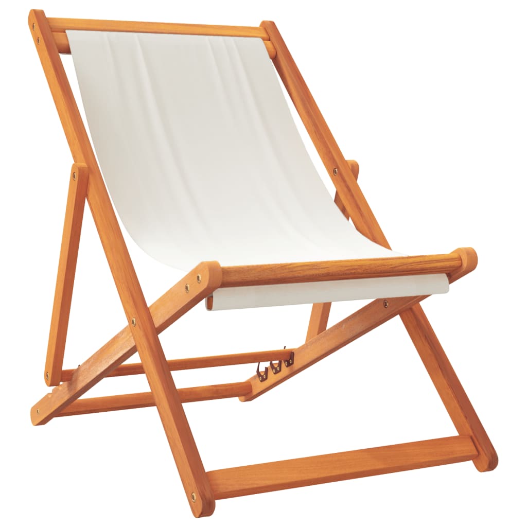Sklopive stolice za plažu 2 kom krem bijele od tkanine