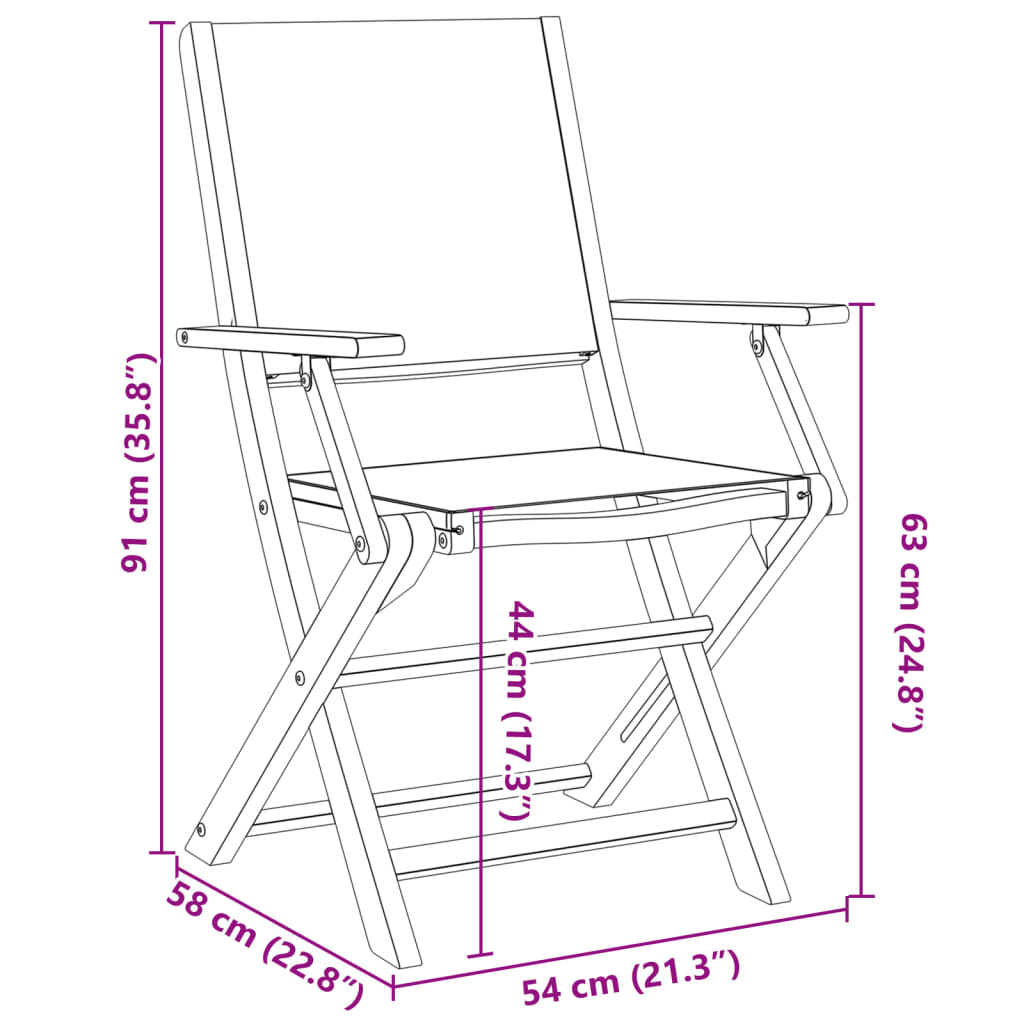 Sklopive vrtne stolice 4kom krem plavo-bijeli od tkanine i drva