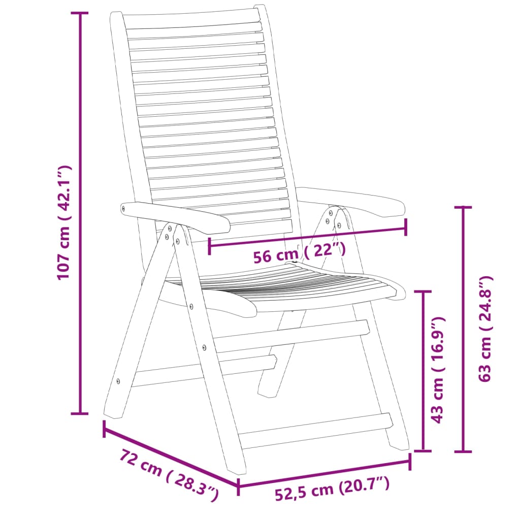 Vrtni naslonjači 8 kom 56 x 72 x 107 cm masivno bagremovo drvo