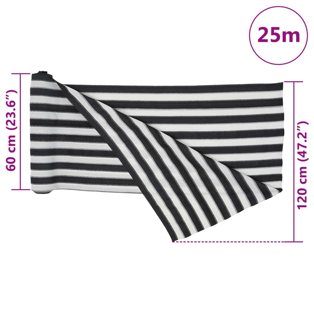 Mreža za privatnost antracit-bijela 1,2 x 25 m HDPE 75 g/m²