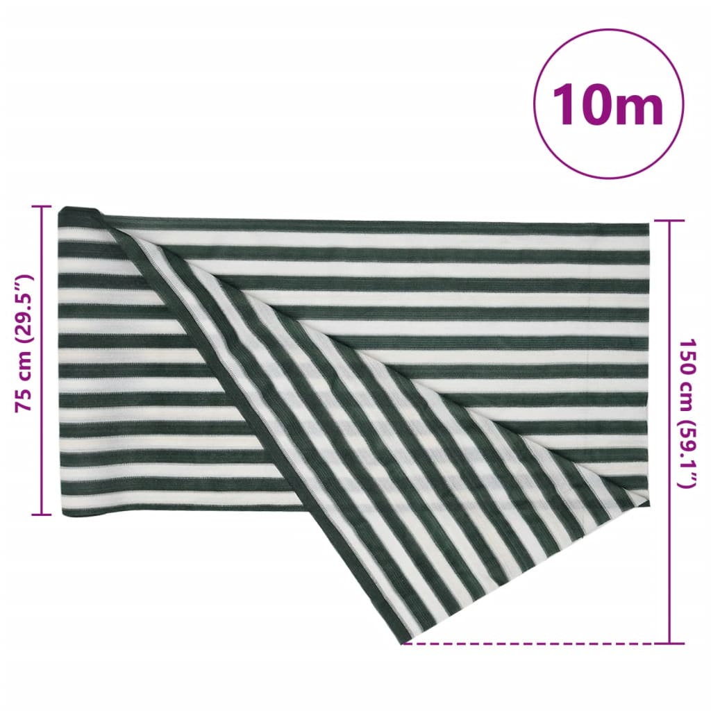 Mreža za privatnost zelena-bijela 1,5 x 10 m HDPE 195 g/m²
