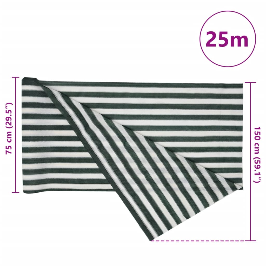 Mreža za privatnost zelena-bijela 1,5 x 25 m HDPE 195 g/m²