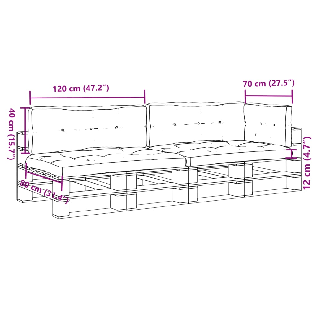 Jastuci za palete 5 kom sivi od tkanine