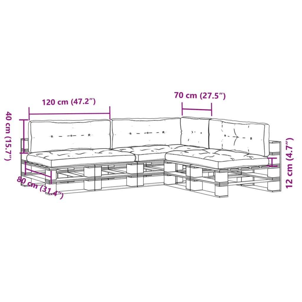 Jastuci za palete 7 kom krem od tkanine
