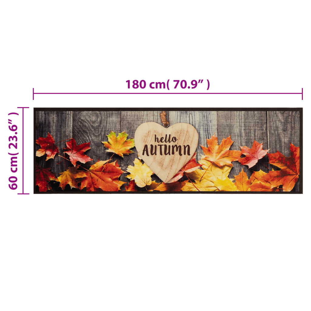 Kuhinjski tepih perivi s jesenskim uzorkom 60x180 cm baršunasti