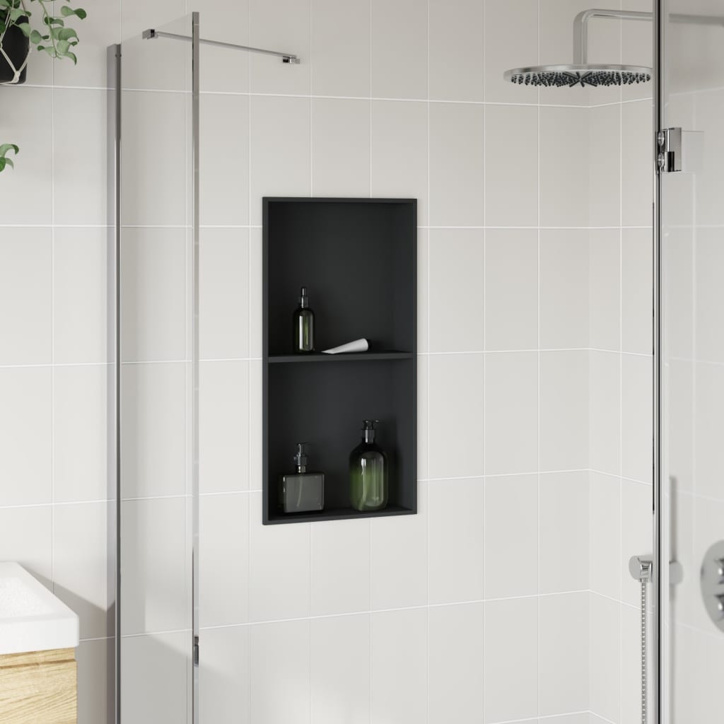 Niša za tuš mat crna 32x62x9 cm nehrđajući čelik