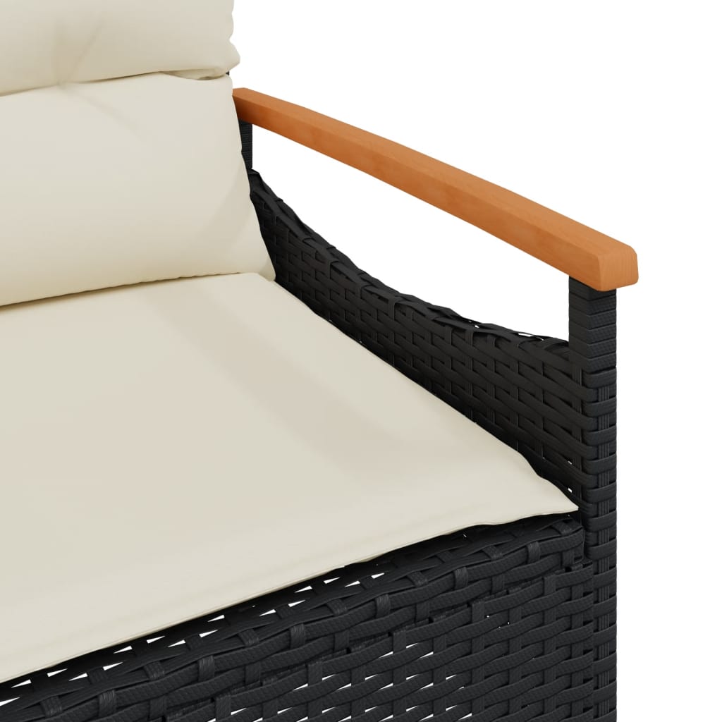 4-dijelni set vrtnih sofa od poliratana s jastucima crni