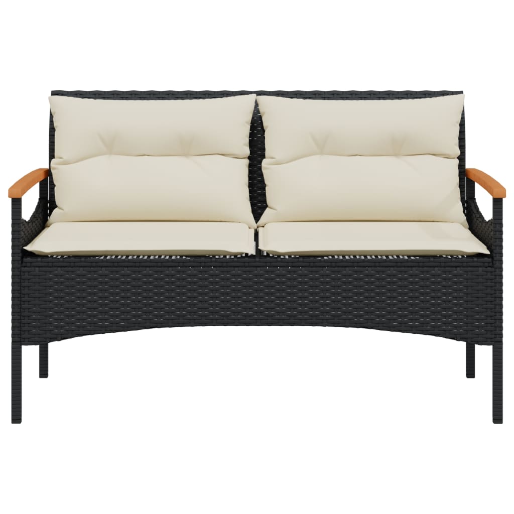 4-dijelni set vrtnih sofa od poliratana s jastucima crni