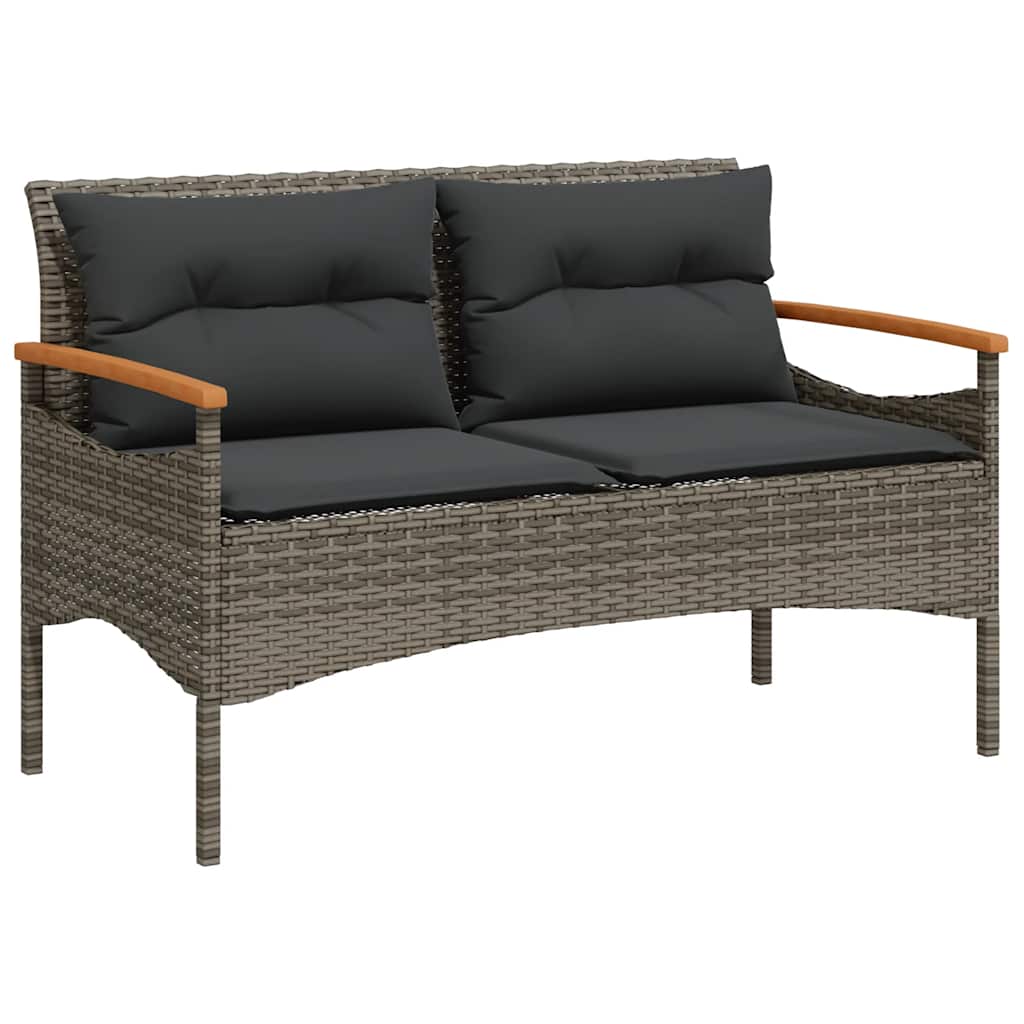 4-dijelni set vrtnih sofa od poliratana s jastucima sivi