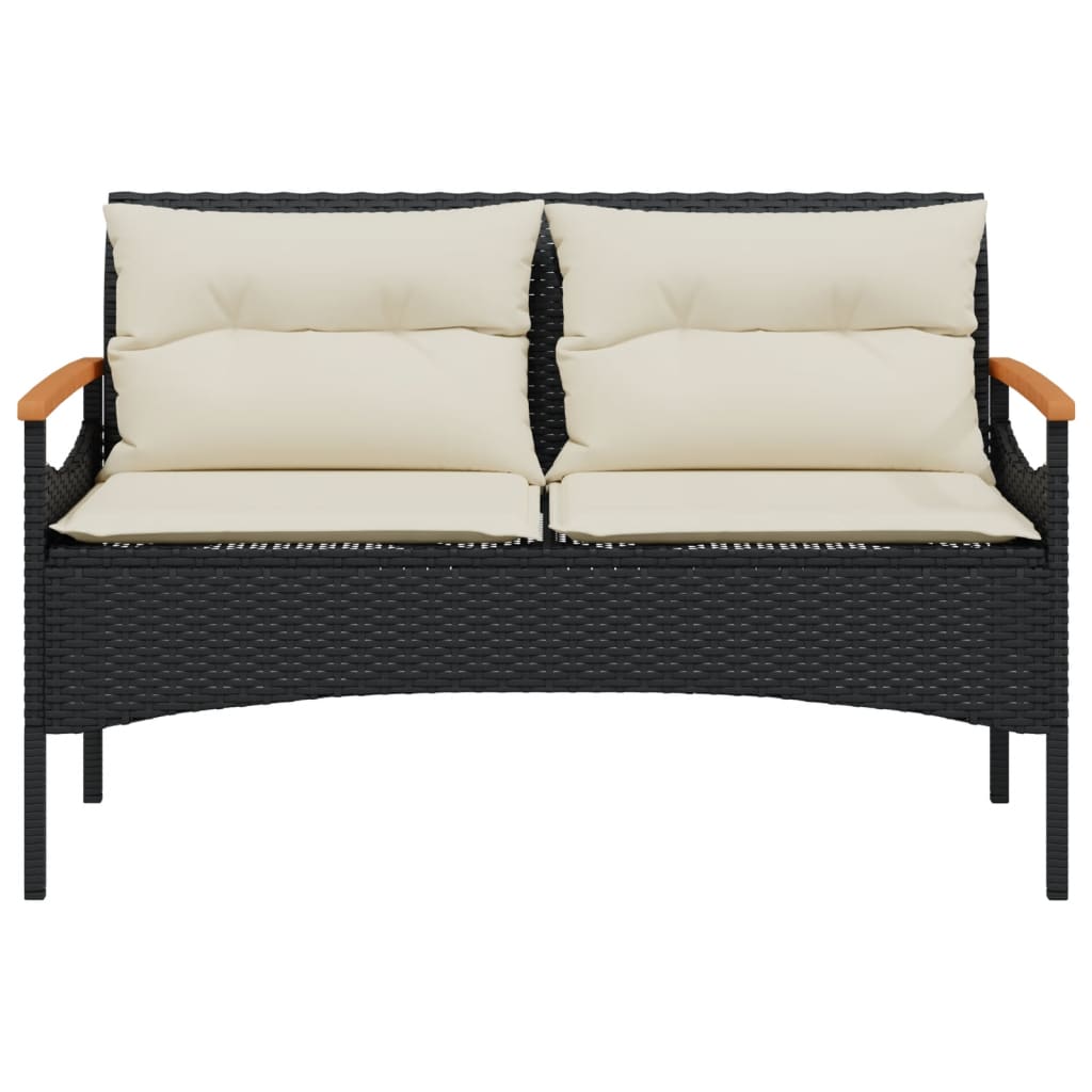 Vrtna klupa s jastucima 116 x 62,5 x 74 cm od poliratana