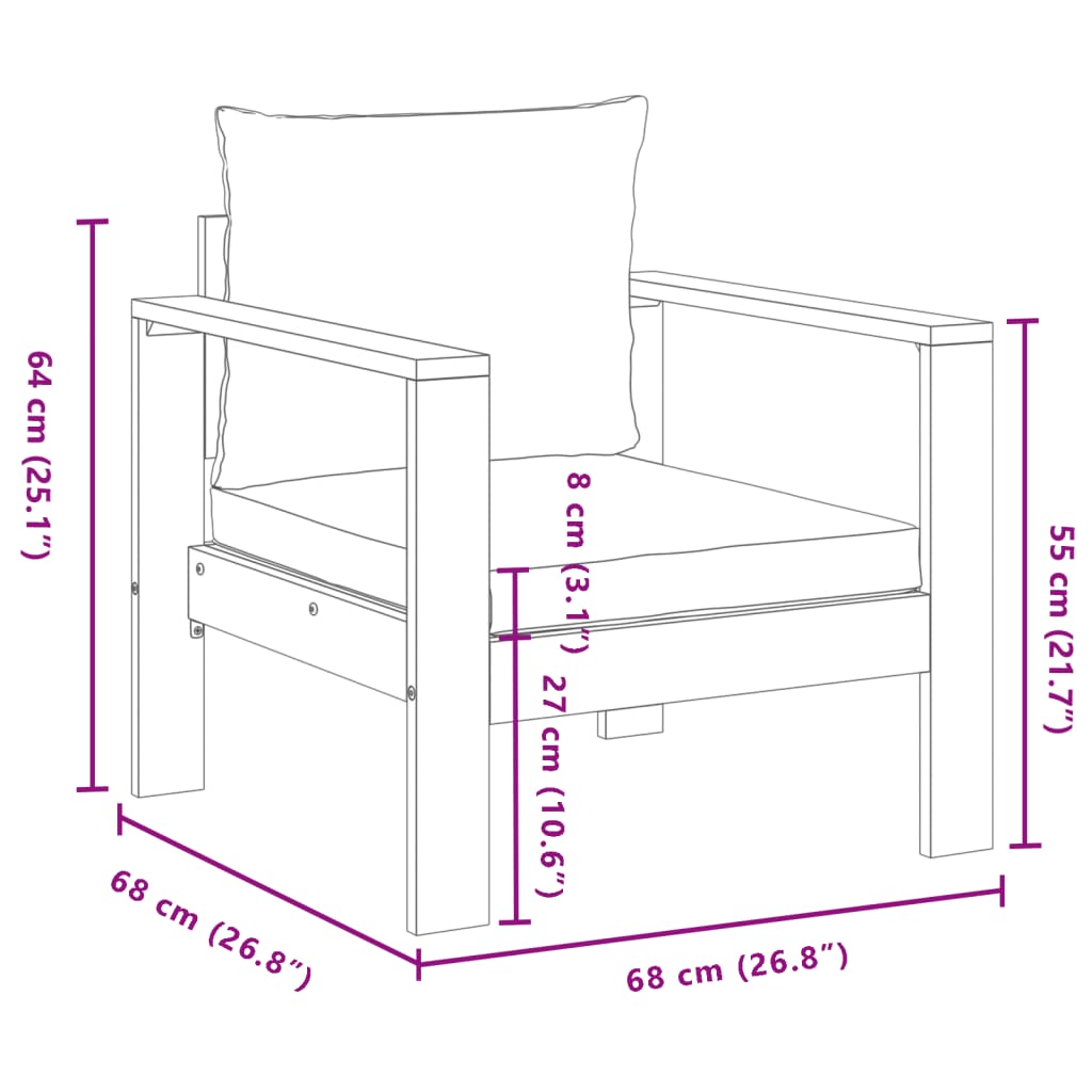 6-dijelna set vrtnih sofa s jastucima masivno bagremovo drvo