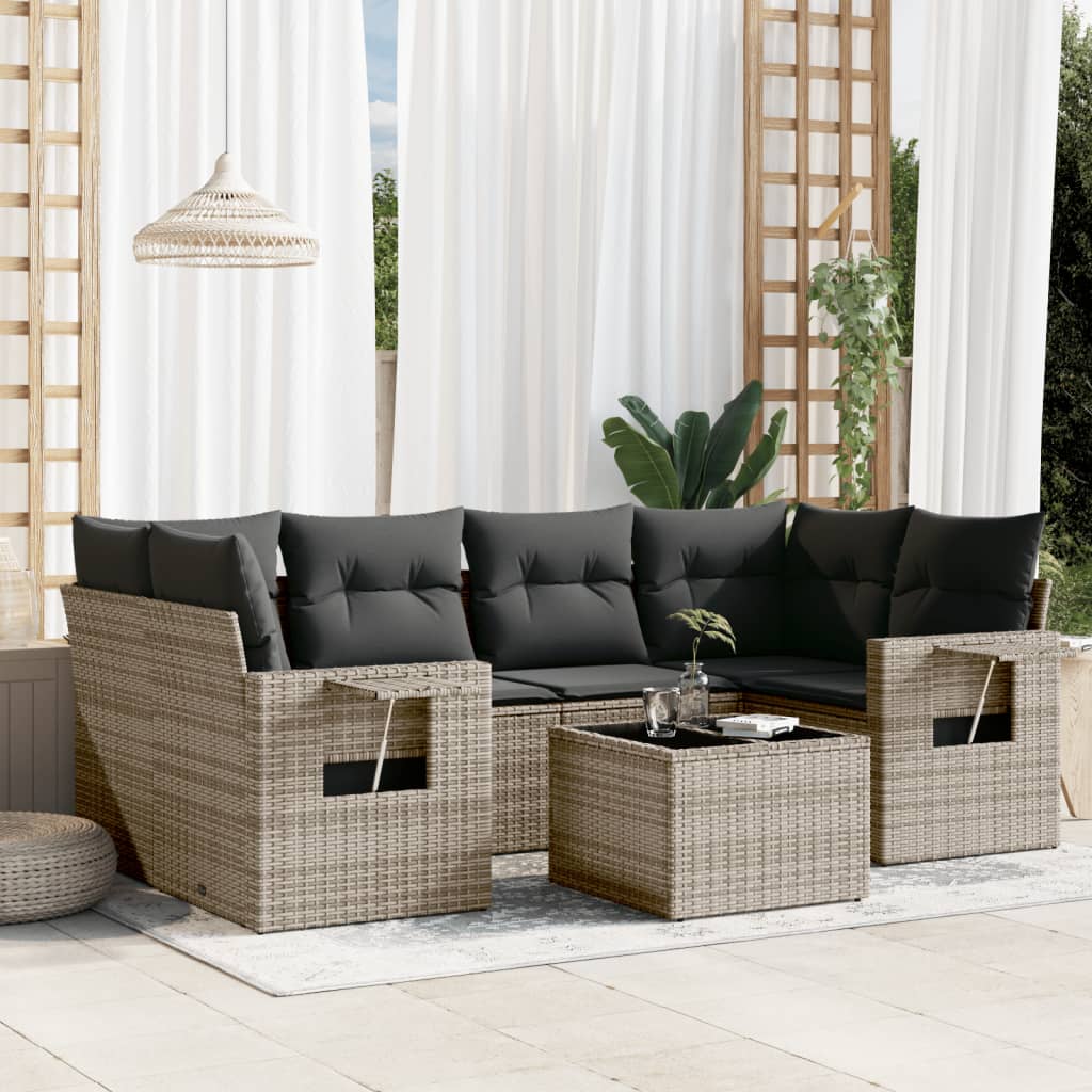 7-dijelni set vrtnih sofa sivi od poliratana