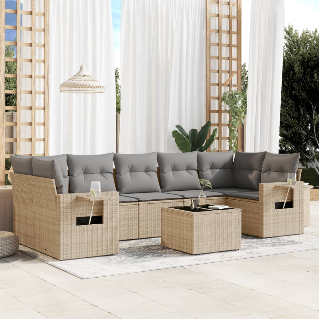 8-dijelni set vrtnih sofa od poliratana s jastucima bež