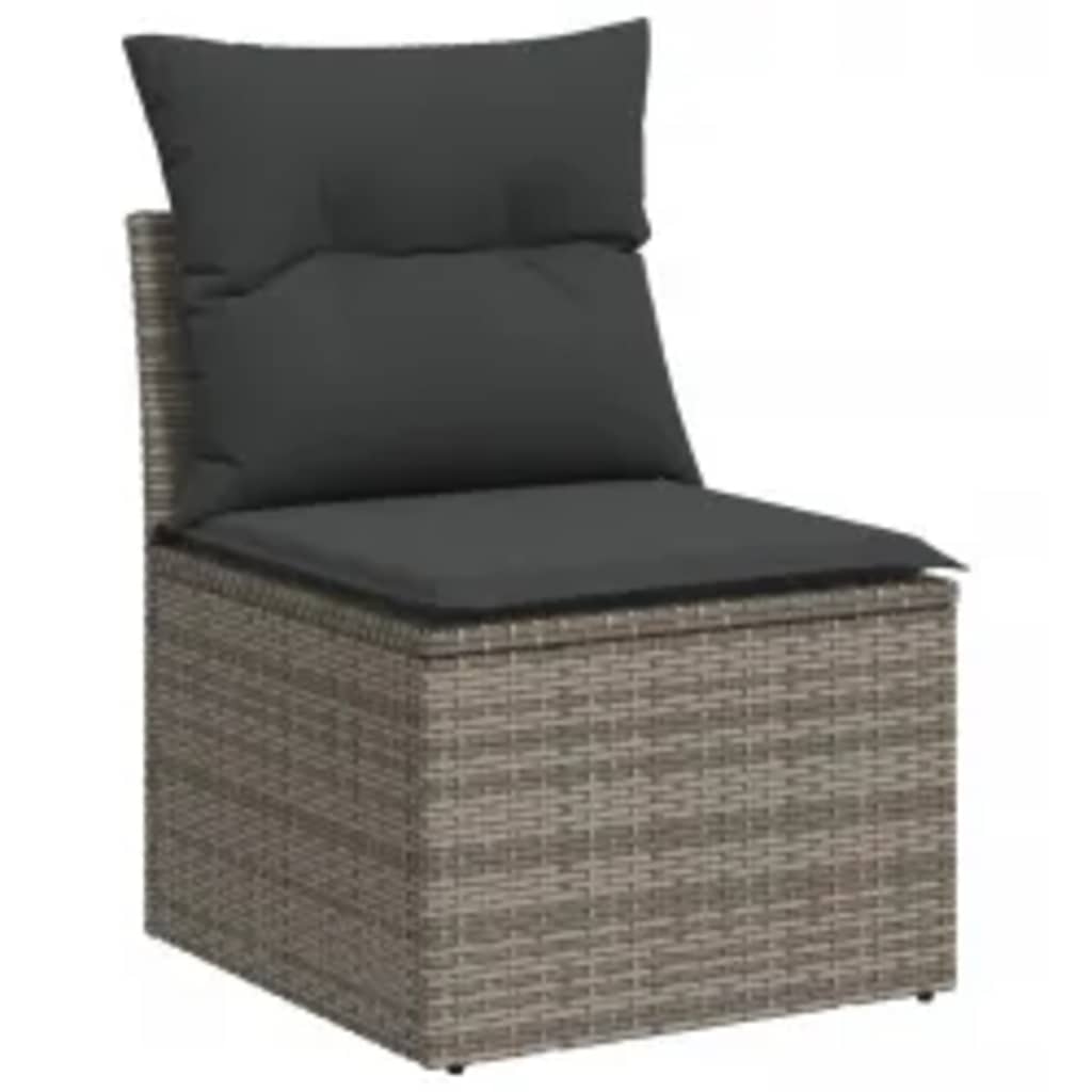 8-dijelni set vrtnih sofa od poliratana s jastucima sivi