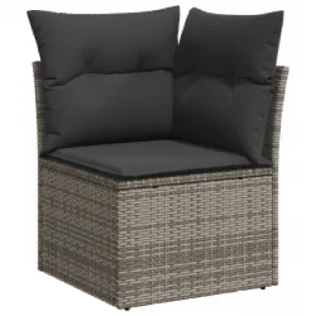 8-dijelni set vrtnih sofa od poliratana s jastucima sivi