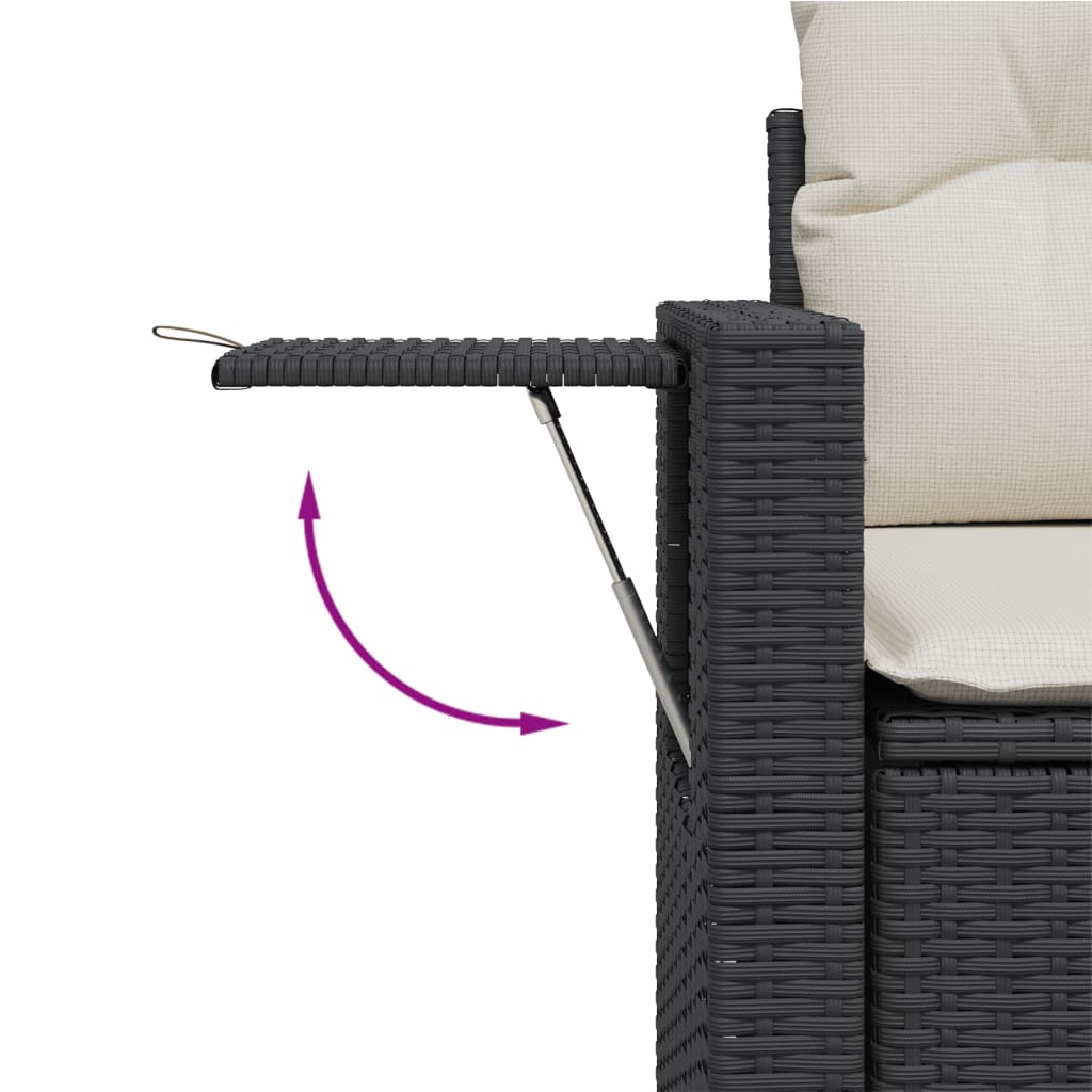 4-dijelni set vrtnih sofa od poliratana s jastucima crni