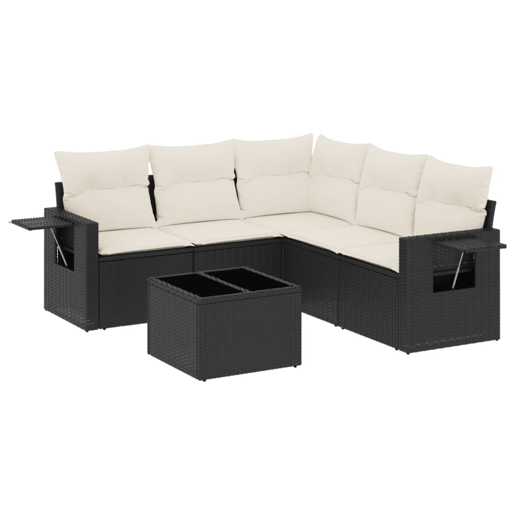 6-dijelni set vrtnih sofa s jastucima crni od poliratana