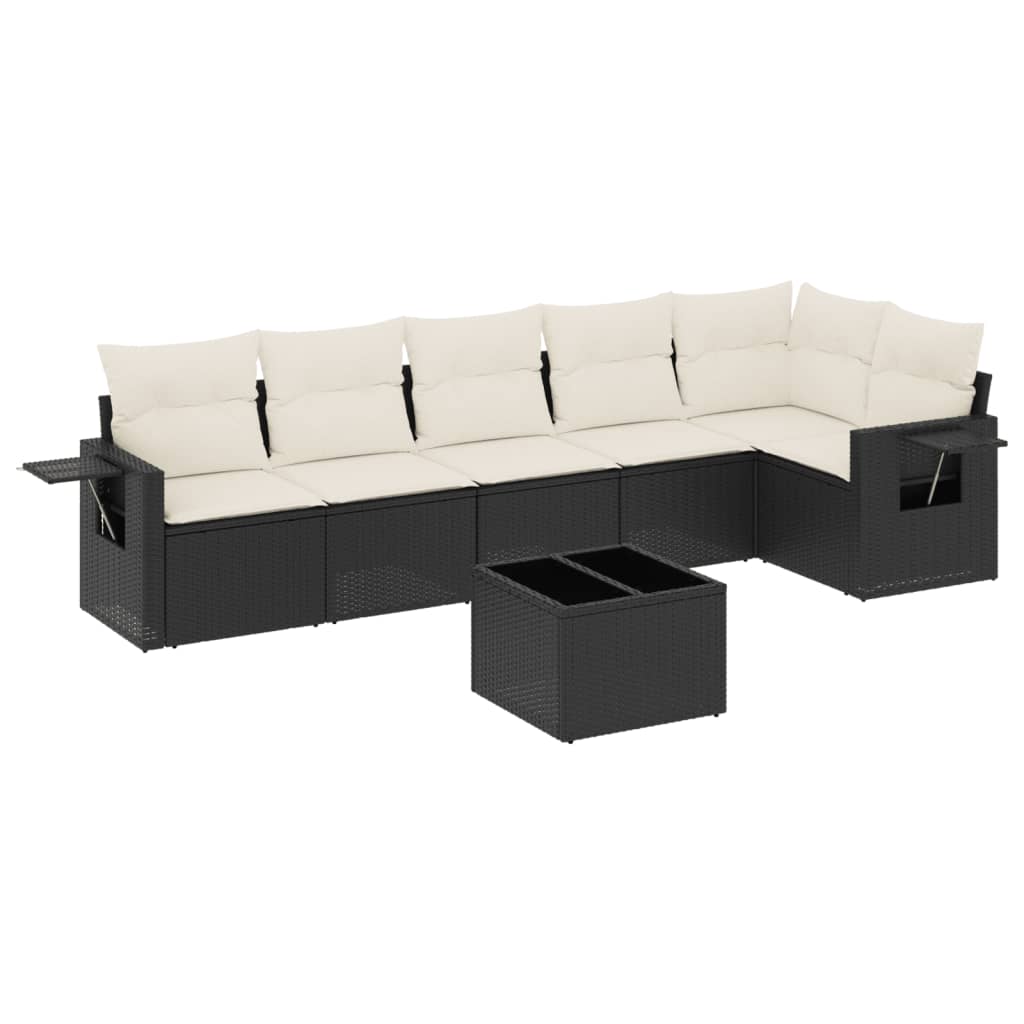 7-dijelni set vrtnih sofa od poliratana s jastucima crni Crna 85 x 62 x 69 cm